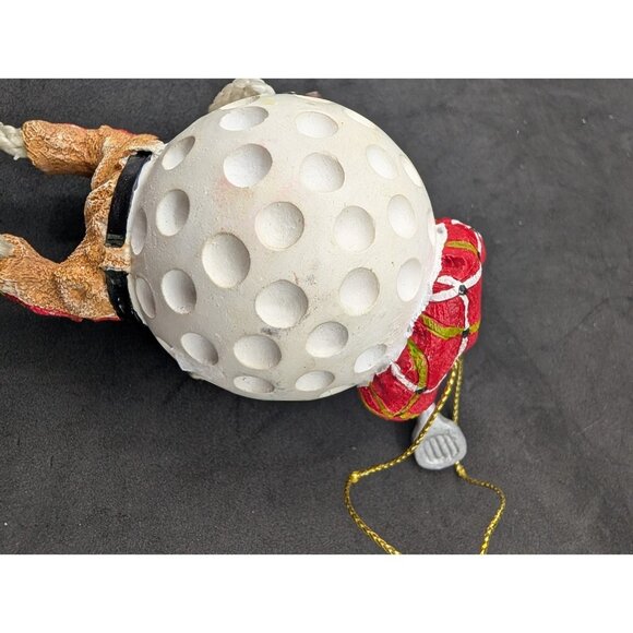 Ornament Golf Ball playing hang Christmas tree whimsical anthropomorphic 4.75" - Picture 5 of 8